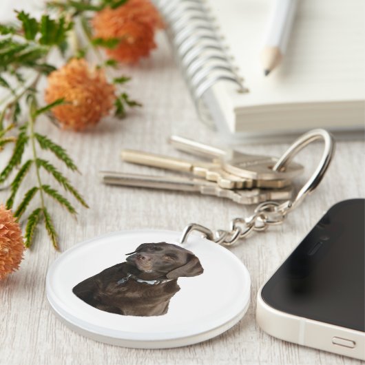 Fotoportret van Chocolate Labrador Sleutelhanger (Voorkant Rechts)
