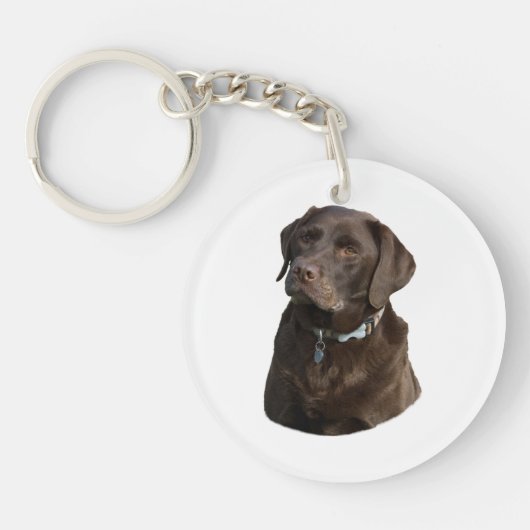 Fotoportret van Chocolate Labrador Sleutelhanger (Voorkant)