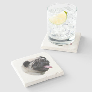 Fotoportret voor gezelschapshonden stenen onderzetter