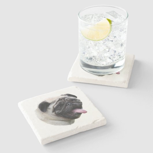 Fotoportret voor gezelschapshonden stenen onderzetter (Zijkant)