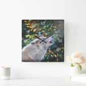 Fotoportret voor Howling Arctic Gray Wolf Vierkante Klok (Huis)