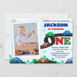 Fotopotverjaardagsuitnodigingdriver 1e verjaardag kaart