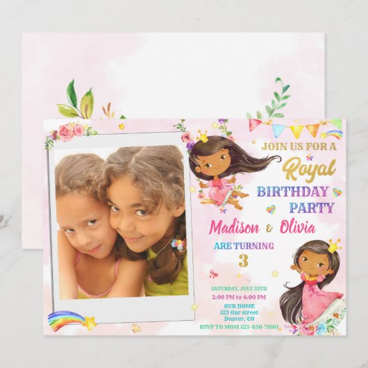 Fotoprinses verjaardagsverjaardag kaart (Voorkant / Achterkant)