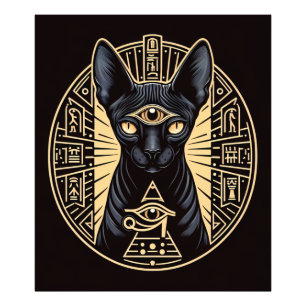 Fotoprint Sphynx Kat Goud Evil Eye Art Egypt Foto Afdruk