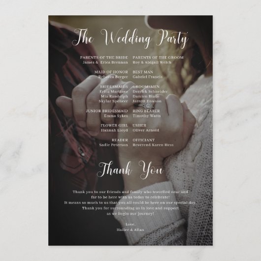 Fotoprogramma van de beste dag van de bruiloft programmakaart (Achterkant)