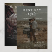 Fotoprogramma van de beste dag van de bruiloft programmakaart (Voorkant / Achterkant)