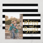 Fotoprogramma's met zwarte & witte streep "Merry & Feestdagenkaart (Voorkant / Achterkant)