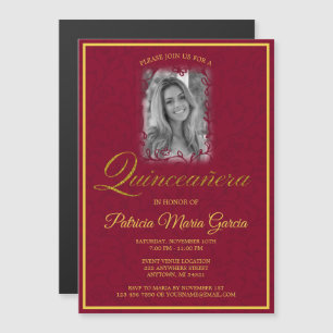 Fotoquinceanera vlinderbloemigen magnetische uitnodiging