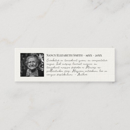 Fotoquote Viering van het leven begrafenis bladwij Mini Visitekaartje (Voorkant)