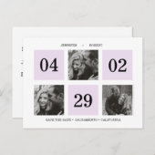 Fotoraster collage | Lavender | BEWAREN VAN DE DAT Aankondigingskaart (Voorkant / Achterkant)