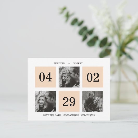 Fotoraster collage | Zalm | BEWAREN VAN DE DATUM Aankondigingskaart (Staand voorkant)