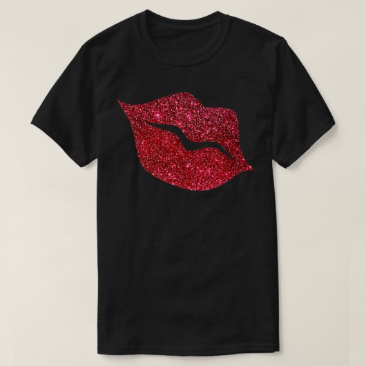 Fotorealistisch rood glitter Lips T-shirt (Design voorkant)