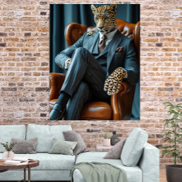 Fotorealistische Bazige Luipaard Digitale Kunst Po Poster