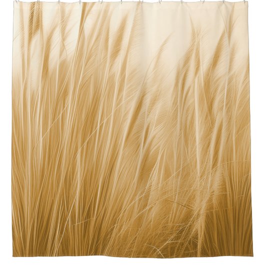 Fotorealistische Pampas Grass Beige Minimal Douchegordijn (Voorkant)