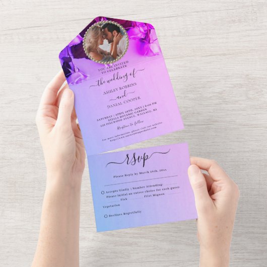 Fotoregenboogbruiloft in één uitnodiging (Afscheurbaar)