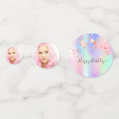 Fotoregenboogholografische sterren op feestdag confetti (Achterkanten)