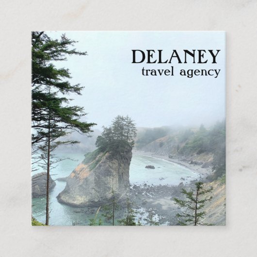 Fotoreis Natuur oregon Coast Foggy Beach Vierkante Visitekaartje (Voorkant)