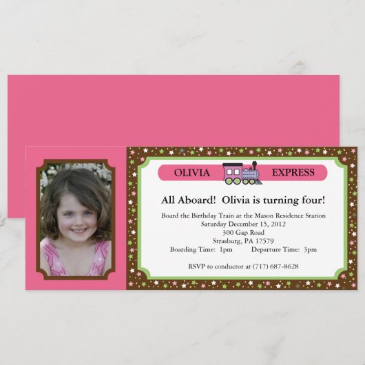 Fotoreisbiljet - Roze & bruin Kaart (Voorkant / Achterkant)