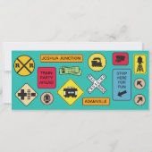 Fotoreiskaartje - Blauwgroen strepen Kaart (Achterkant)