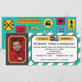 Fotoreiskaartje - Blauwgroen strepen Kaart (Voorkant / Achterkant)