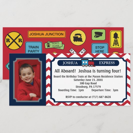 Fotoreiskaartje - Red Chevron Kaart (Voorkant / Achterkant)