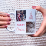 Fotorooster collage Red Merry Christmas Vijf Foto' Koffiemok<br><div class="desc">Deze moderne rode vrolijke kerst met familiefoto's en handgeschreven script mok is het perfecte kerstcadeau voor uw geliefde en een geweldige aandenken om een fijne vakantie te wensen!</div>