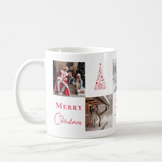 Fotorooster collage Red Merry Christmas Vijf Foto' Koffiemok (Links)