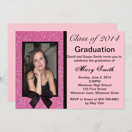 Fotoroze Afstuderen uitnodiging (Voorkant / Achterkant)