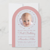 Fotoroze Arch 1e verjaardag Onze kleine schatje Kaart (Voorkant)