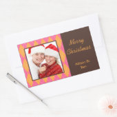 Fotoroze argyle Merry Kerstmis grote sticker (Envelop)