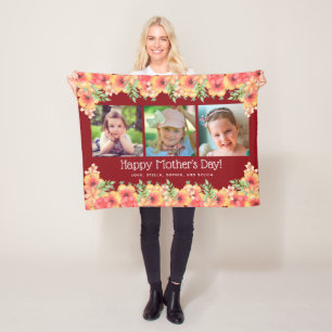 Fotoroze bloemen Moederdag Blanket Fleece Deken