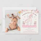 Fotoroze crème Unicorn Magische Dag 1e verjaardag Kaart (Voorkant)