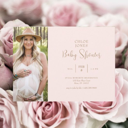 Fotoroze eenvoudig Baby shower voor moeder Kaart