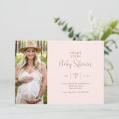 Fotoroze eenvoudig Baby shower voor moeder Kaart (Staand voorkant)
