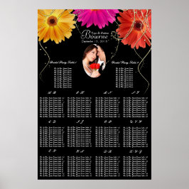 Fotoroze en Oranje Gerber Daisy Seating Chart Poster