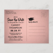 Fotoroze en zwart modern Afstuderen Opslaan datum Briefkaart (Achterkant)