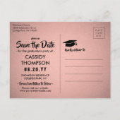 Fotoroze en zwart modern Afstuderen Opslaan datum Briefkaart (Achterkant)