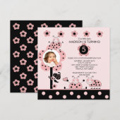 Fotoroze en zwarte luibugs uitnodiging van afgelop (Voorkant / Achterkant)