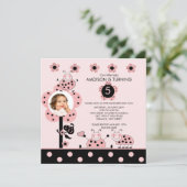 Fotoroze en zwarte luibugs uitnodiging van afgelop (Staand voorkant)