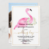 Fotoroze Flamingo Magnolias Beach Weddenschap Kaart (Voorkant / Achterkant)