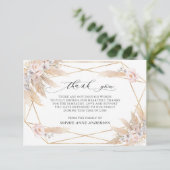 Fotoroze Floral Pampas grass in Loving Memory Bedankkaart (Staand voorkant)