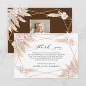 Fotoroze Floral Pampas grass in Loving Memory Bedankkaart (Voorkant / Achterkant)