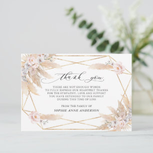 Fotoroze Floral Pampas grass in Loving Memory Bedankkaart
