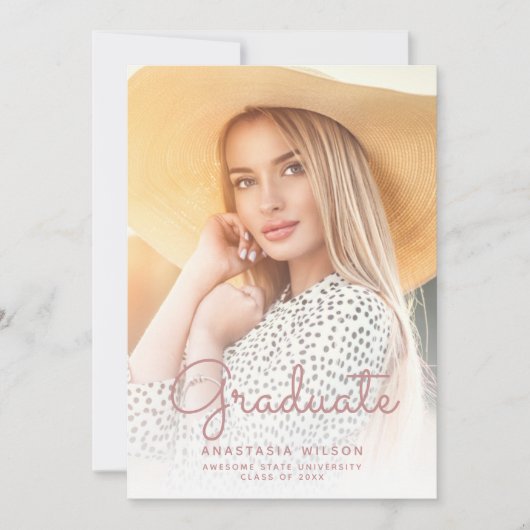 Fotoroze Glitter Glam Afstuderen Aankondiging (Voorkant)