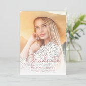 Fotoroze Glitter Glam Afstuderen Aankondiging (Staand voorkant)