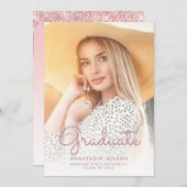 Fotoroze Glitter Glam Afstuderen Aankondiging (Voorkant / Achterkant)