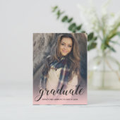 Fotoroze ombre Graduation Party Uitnodiging Briefkaart (Staand voorkant)