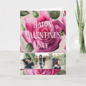 Fotoroze rozen Liefde Floral Valentijnsdag Feestdagen Kaart (Voorkant)