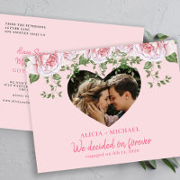 Fotoroze verloving aankondiging briefkaart