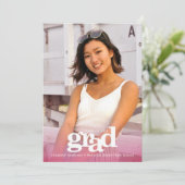 Fotoroze vetgedrukte moderne afstudeerder simpele  kaart (Staand voorkant)